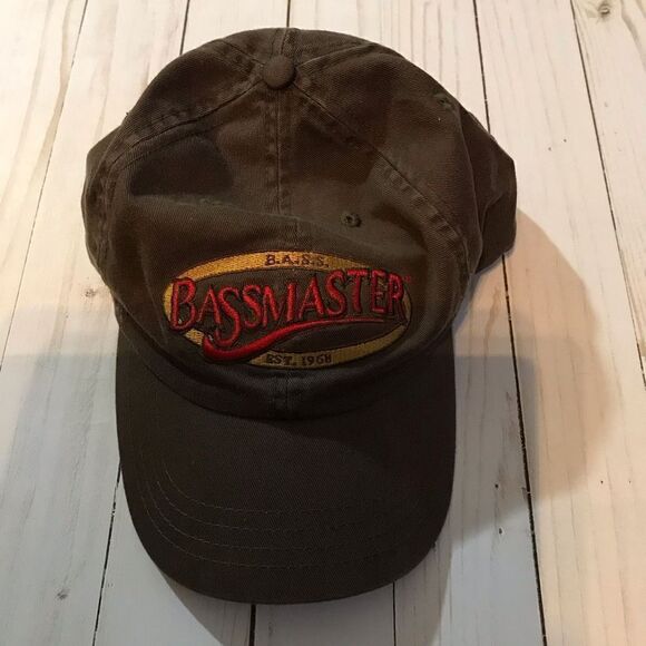 Bassmaster B.A.S.S. Fishing brown men’s hat cap adjustable preowned one size - Picture 1 of 5